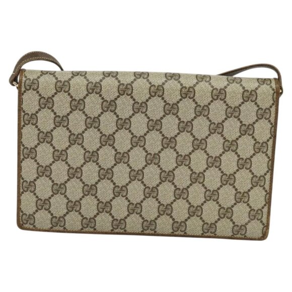 GUCCI GG Supreme Web Sherry Line Shoulder Bag PVC Beige Gold Auth - Picture 3 of 16